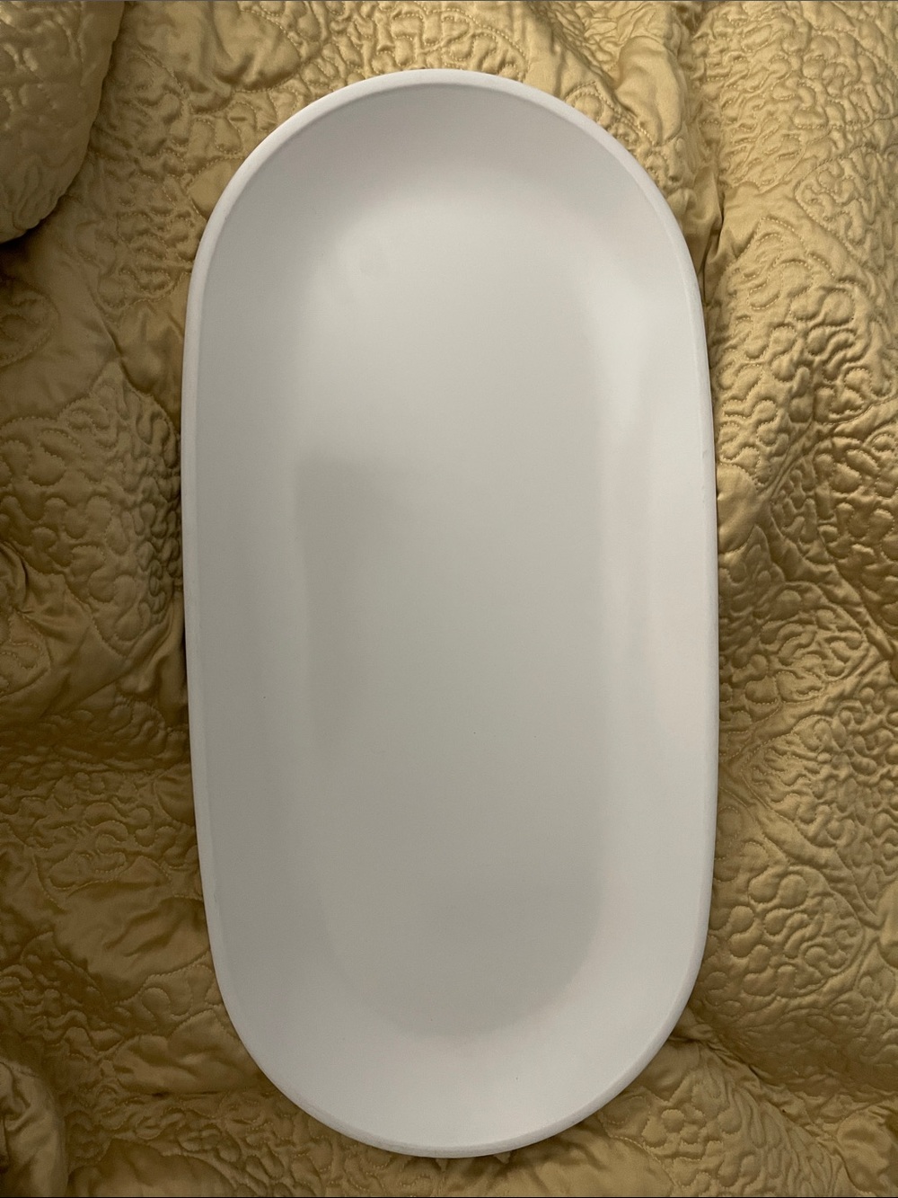 Crate and Barrel White Oval Serving Platter - Minimal Ceramic Home Dining Tray